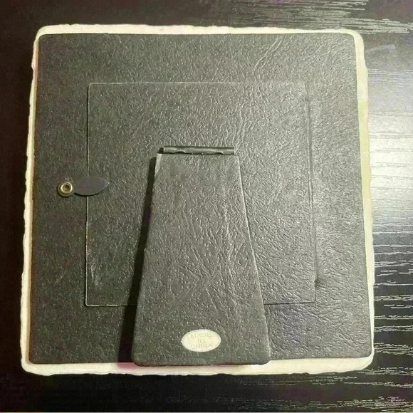 Square Resin Frame W/ Pink Roses Cream Colored Cross Stitch Letter E W/ Roses - Picture 2 of 7